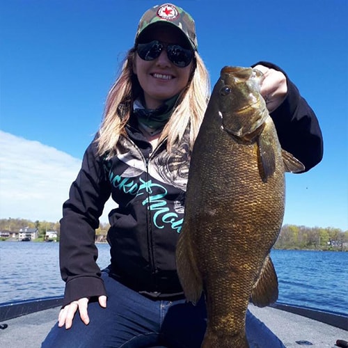 woman bass fishing