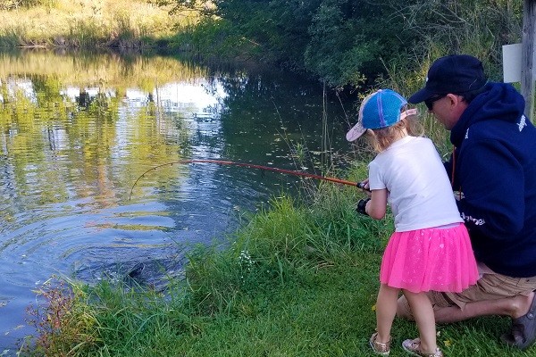 Fishing dad and daughter