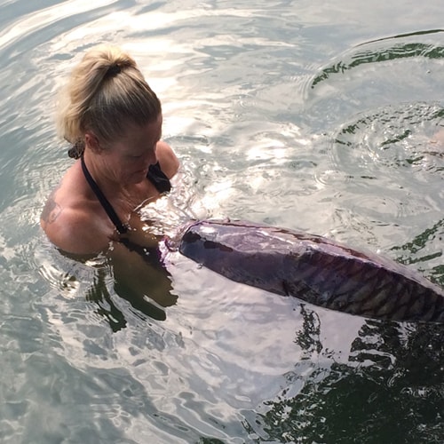 woman with carp