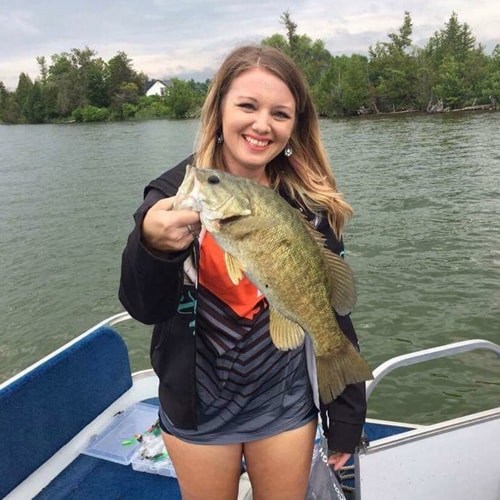 woman bass fishing